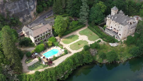 Chateau-de-la-caze-medieval-fortress-with-swimming-pool-along-the-Tarn-river